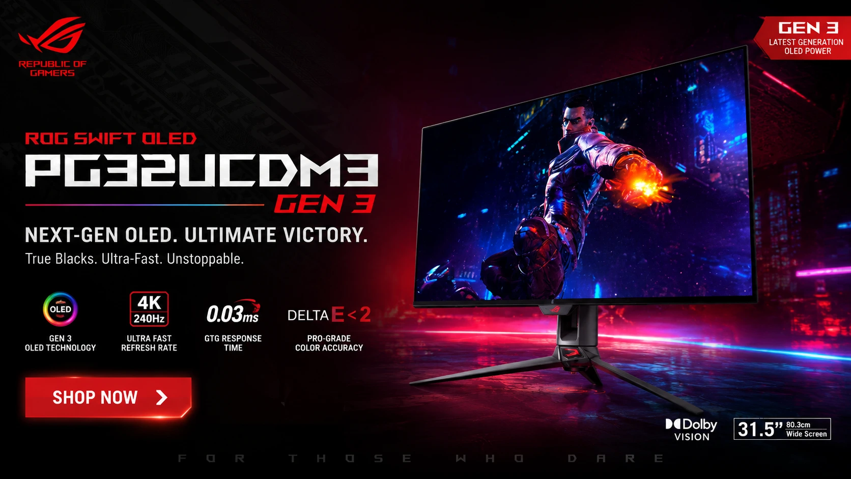 ASUS ROG Swift OLED PG32UCDM Gen3 (PG32UCDM3) Gaming Monitor