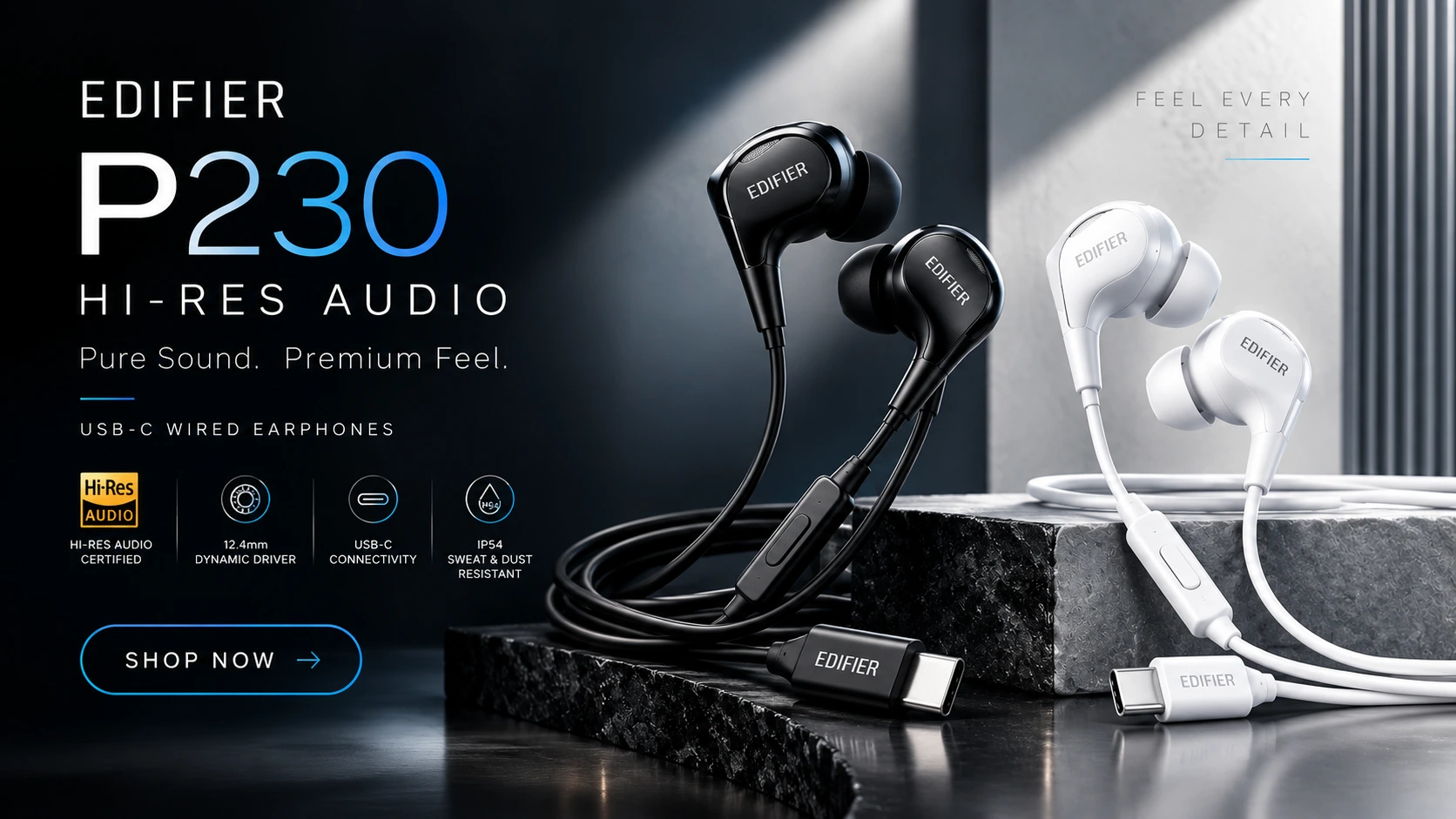 Edifier P230 USB-C-Black Wired Earphones