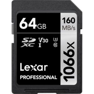 Lexar 64GB Professional 1066x SDXC UHS-I Memory Card (SILVER Series)