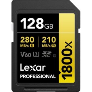 Lexar 128GB Professional 1800x SDXC UHS-II Memory Card (GOLD Series)