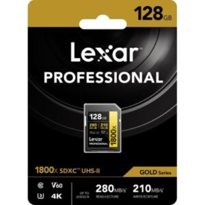 Lexar 128GB Professional 1800x SDXC UHS-II Memory Card (GOLD Series)