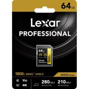 Lexar 64GB Professional 1800x SDXC UHS-II Memory Card (GOLD Series)