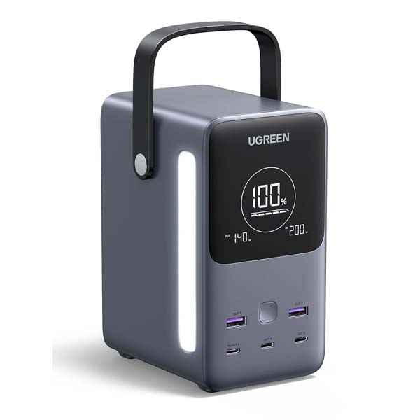 UGREEN 300W 48000mAh Portable Charger Power Bank with Smart Digital Display, Lighting and SOS Mode, 153Wh 5 Ports USB C Battery Pack for Outdoor Camping and Home Backup for Laptop and More