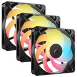 Corsair RS120-R ARGB 120mm PWM Reverse Fans (Triple Pack), Black
