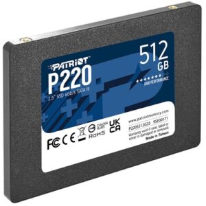 Patriot 512 GB P220 2.5″ SATA III Read Speed 550MB/s Internal (SSD) Solid State Drive, 5 Year Warranty