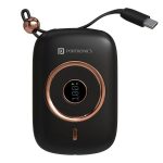 Portronics Power Shutter Pro 35W 10000mAh Super Fast Charging Powerbank with in-Built Type C PD Cable, Type C Input/Output Cable, LED Display, EV Grade Batteries, Support with Android, Apple,Tablet (Black)