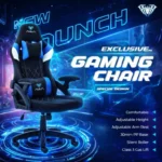 AULA F016 Ergonomic Premium Gaming & Computer Chair | Adjustable Nylon Armrests With Soft Pad | Locking-Tilt Function, Gas Lift Function | Black+Blue (F016BU) - Image 4