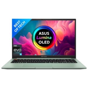 ASUS Vivobook S15 OLED (2022) 15.6″ (39.62 cms) FHD OLED, Intel Core i5-12500H 12th Gen, Thin and Light Laptop (16GB/512GB SSD/Iris Xe Graphics/Windows 11/Office 2021/Green/1.8 kg) K3502ZA-L503WS