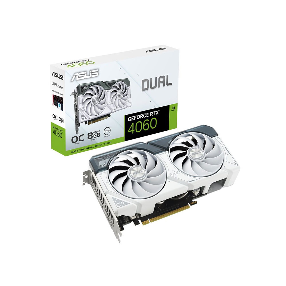 ASUS Dual GeForce RTX 4060 White OC Edition 8GB GDDR6 Graphic Card ASUS Dual GeForce RTX 4060 White OC Edition 8GB GDDR6 Graphic Card