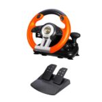 Ant Plus Fire Pro V3 Racing Wheel 270 Degree Universal USB Powered Car Sim Game Steering Wheel with Gear Shifter and Pedals for Xbox One, PS3, PS4, Switch, Android TV_ Black Orange