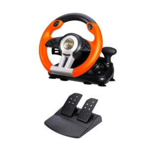 Ant Plus Fire Pro V3 Racing Wheel 270 Degree Universal USB Powered Car Sim Game Steering Wheel with Gear Shifter and Pedals for Xbox One, PS3, PS4, Switch, Android TV_ Black Orange