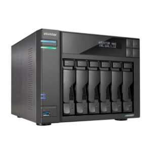 Asustor Lockerstor 6 Gen2 AS6706T – 6 Bay NAS, Quad-Core 2.0 GHz CPU, 4X M.2 NVMe Slots, Dual 2.5GbE, Upgradable to 10GbE, 8GB DDR4 RAM, Content Creation Network Attached Storage (Diskless)