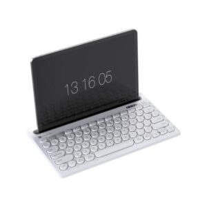 Portronics Bubble Dock Wireless Keyboard with Tablet Holder, Multi-Device Pairing, Rechargeable Battery,Dual Connectivity(2.4 GHz RF & Bluetooth 5.3v) (White)