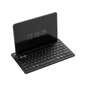 Portronics Bubble Dock Wireless Keyboard with Tablet Holder, Multi-Device Pairing, Rechargeable Battery,Dual Connectivity(2.4 GHz RF & Bluetooth 5.3v) (Black)