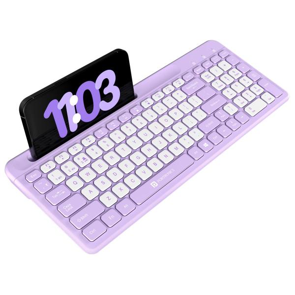 Portronics Bubble Square Wireless Keyboard with Bluetooth + 2.4 GHz USB Receiver (Dual Connectivity), Pair 3 Devices Max, Multimedia Hotkeys, for Laptop, PC, Smartphone, Tablet (Purple) Portronics Bubble Square Wireless Keyboard with Bluetooth + 2.4 GHz USB Receiver (Dual Connectivity), Pair 3 Devices Max, Multimedia Hotkeys, for Laptop, PC, Smartphone, Tablet (Purple)