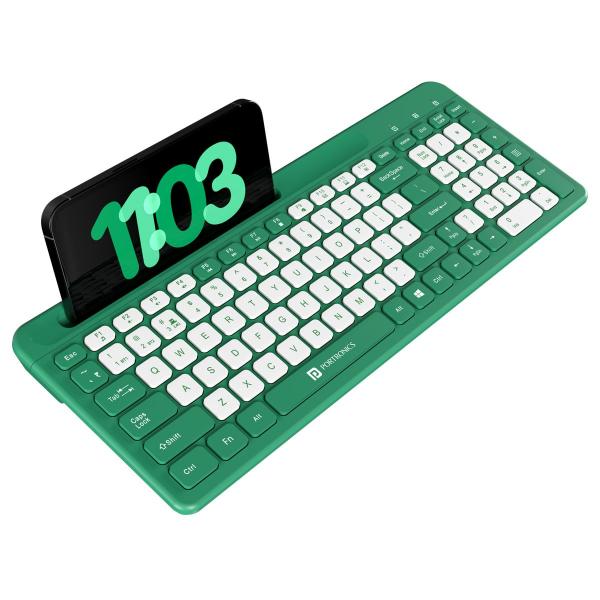 Portronics Bubble Square Wireless Keyboard with Bluetooth + 2.4 GHz USB Receiver (Dual Connectivity), Pair 3 Devices Max, Multimedia Hotkeys, for Laptop, PC, Smartphone, Tablet (Green) Portronics Bubble Square Wireless Keyboard with Bluetooth + 2.4 GHz USB Receiver (Dual Connectivity), Pair 3 Devices Max, Multimedia Hotkeys, for Laptop, PC, Smartphone, Tablet (Green)