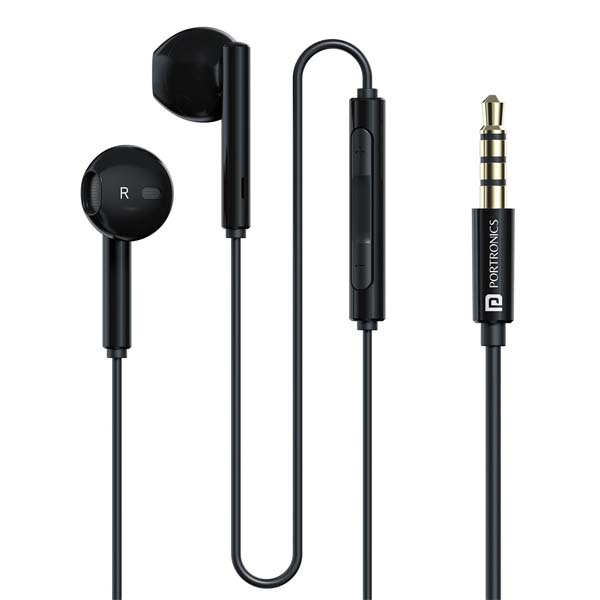 Portronics Conch Theta A 3.5mm Earphone With HD Quality In-Line Mic,14.2mm Driver Wired (Black) Portronics Conch Theta A 3.5mm Earphone With HD Quality In-Line Mic,14.2mm Driver Wired (Black)