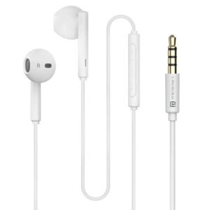 Portronics Conch Theta A 3.5mm Earphone With HD Quality In-Line Mic,14.2mm Driver Wired (White)