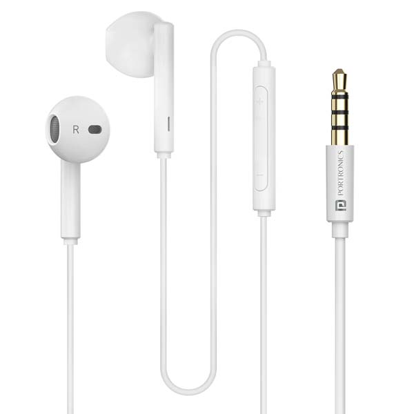 Portronics Conch Theta A 3.5mm Earphone With HD Quality In-Line Mic,14.2mm Driver Wired (White) Portronics Conch Theta A 3.5mm Earphone With HD Quality In-Line Mic,14.2mm Driver Wired (White)