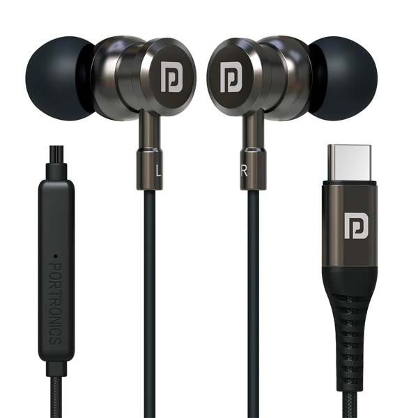 Portronics Conch Tune C in Ear Type C Wired Earphones (Grey) Portronics Conch Tune C in Ear Type C Wired Earphones (Grey)