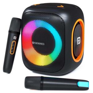 Portronics Dash 10 50W Wireless Bluetooth Party Speaker With Dual Wireless Karaoke Mic (Black)