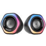 Portronics In Tune 4 6W Portable USB Powered Wired Speaker with Volume Control, 3.5mm AUX in, HD Sound, 2.0 Channel, RGB Lights, Gaming Speaker, Multimedia Speaker for PC, Desktop and Laptop (Black)
