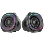 Portronics In Tune 5 12W Portable USB Powered Wired Speaker with Volume Control, 3.5mm AUX in, HD Sound, 2.0 Channel, RGB Lights Controls, Multimedia Speaker for PC, Gaming, Desktop and Laptop (Black)