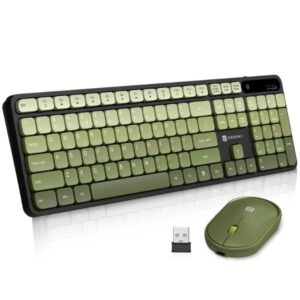 Portronics Key11 Combo Rechargeable Wireless Keyboard and Mouse Set, Bluetooth 5.3&2.4GHz Wireless,Type-C Fast Charging,Gradient Keys, Noiseless Typing, High Precision Mouse, for PC&Laptop(Green)