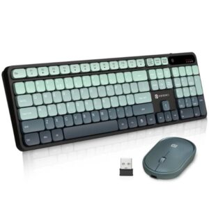 Portronics Key11 Combo Rechargeable Wireless Keyboard and Mouse Set, Bluetooth 5.3&2.4GHz Wireless,Type-C Fast Charging,Gradient Keys, Noiseless Typing, High Precision Mouse, for PC&Laptop(Blue)