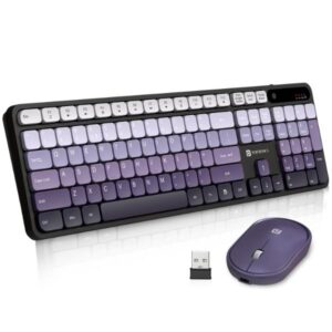 Portronics Key11 Combo Rechargeable Wireless Keyboard and Mouse Set, Bluetooth 5.3&2.4GHz Wireless,Type-C Fast Charging,Gradient Keys, Noiseless Typing, High Precision Mouse, for PC&Laptop(Purple)