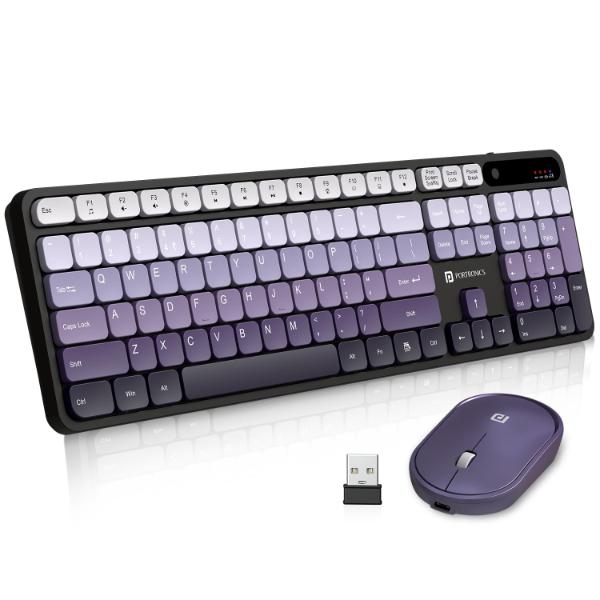 Portronics Key11 Combo Rechargeable Wireless Keyboard and Mouse Set, Bluetooth 5.3&2.4GHz Wireless,Type-C Fast Charging,Gradient Keys, Noiseless Typing, High Precision Mouse, for PC&Laptop(Purple) Portronics Key11 Combo Rechargeable Wireless Keyboard and Mouse Set, Bluetooth 5.3&2.4GHz Wireless,Type-C Fast Charging,Gradient Keys, Noiseless Typing, High Precision Mouse, for PC&Laptop(Purple)