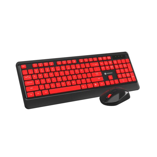 Portronics-Key5-Combo.jpg Portronics Key5 Combo Wireless Keyboard and Mouse Set, with 2.4 GHz USB Receiver, Silent Keystrokes, 1200 DPI Optical Tracking, Full-Sized Keyboard, Multimedia Keys for PC, Laptop & USB Supported Devices (Black Red) - Image 1