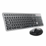Portronics Key7 Combo Wireless Keyboard & Mouse Set with 2.4 GHz USB Receiver, 10m Working Range, 12 Shortcut Keys, Adjustable DPI, 10 Million Key Life & Click Life for PC, Laptop, Mac - Black + Grey