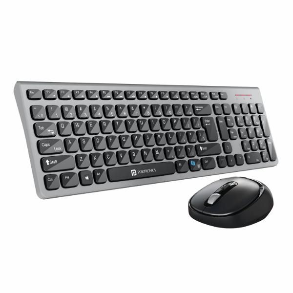 Portronics Key7 Combo Wireless Keyboard & Mouse Set with 2.4 GHz USB Receiver, 10m Working Range, 12 Shortcut Keys, Adjustable DPI, 10 Million Key Life & Click Life for PC, Laptop, Mac – Black + Grey Portronics Key7 Combo Wireless Keyboard & Mouse Set with 2.4 GHz USB Receiver, 10m Working Range, 12 Shortcut Keys, Adjustable DPI, 10 Million Key Life & Click Life for PC, Laptop, Mac – Black + Grey