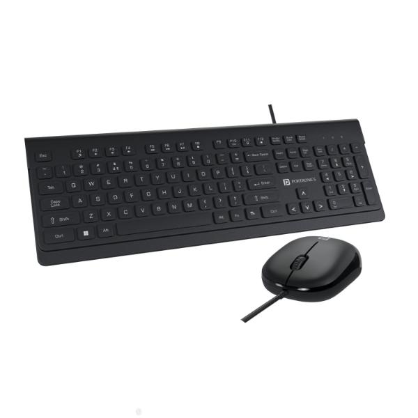 Portronics-Keytonic-1.jpg Portronics Keytonic Keyboard and Mouse Combo with USB Cable, 12 Function Shortcut Keys, Full-Sized Keyboard, High-Precision Mouse, for PC, Laptop (Black) - Image 1