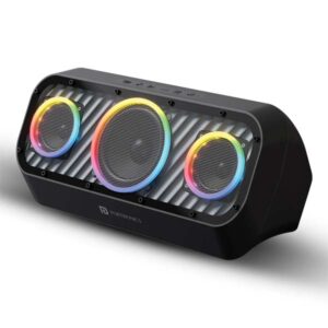 Portronics Microblast 60W HD Sound Portable Party Speaker With Bass Boost Technology, Upto 5 Hours Playtime, 2.1 Channel, RGB LED Lights, Bluetooth 5.3V, AUX In,USB Drive,SD Card, Type C Fast Charging (Black)