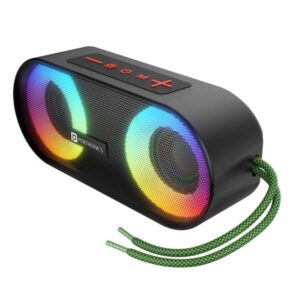 Portronics Pixel 3 20W Portable Wireless Bluetooth Speaker with Upto 7Hour Playtime, TWS Connectivity, RGB Lights, FM, AUX,TF Card & USB Drive, IPX7 Water Resistant, Type C Charging Port (Black)