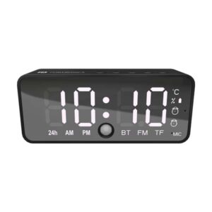 Portronics Pixel 4 Digital Smart Alarm Clock with 5W Speaker, In-Built Mic, 2 Alarm Setting, Motion Sensor, BT5.3V, Indoor Temperature Sensor, 12/24hr Mode, In-Built FM, Micro SD Card, Type C Charging