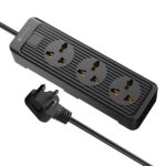 Portronics Power Plate 21 Extension Board with 3 Universal Sockets (Black)