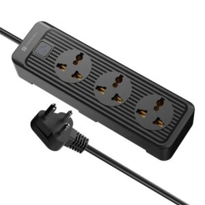 Portronics Power Plate 21 Extension Board with 3 Universal Sockets (Black)