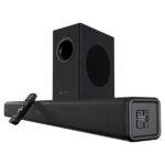 Portronics Pure Sound 107 200W Soundbar with Subwoofer for Deep Bass, 2.1 Channel Home Theatre, 3D Surround Sound, HD Sound, 3 EQ Modes, Bluetooth 5.3V, HDMI, AUX in, USB, Optical Port (Black)