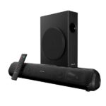Portronics Pure Sound Pro X 80W Bluetooth Soundbar with Wired Subwoofer for Deep Bass, 2.1 Channel Home Theatre, HD Sound,3EQ Modes, BT 5.3V,HDMI,AUX in,USB Port,Sleek Design & Remote Control (Black)