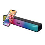 Portronics Radian 16W Bluetooth Stereo Soundbar with Multicolour LED Lights, in-Built FM Radio, Built in Mic, Aux in 3.5mm, Micro SD Slot (Black) - Image 2
