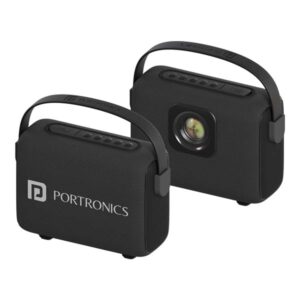 Portronics Resonate 14W Portable Bluetooth Speaker With LED Sunset Projection Lights, Upto 5 Hours Playtime, Bluetooth 5.3V, TWS Function, Handsfree Calling, Leather Handle, Type C Fast Charging-Black