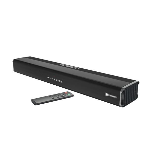 Portronics Sound Slick 5 80W Bluetooth Wireless Soundbar with LED Display, 3.5mm Aux-in, Supports USB, Optical Input Port, Remote Control (Black) Portronics Sound Slick 5 80W Bluetooth Wireless Soundbar with LED Display, 3.5mm Aux-in, Supports USB, Optical Input Port, Remote Control (Black)