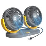 Portronics Twin Cool Dual Head Portable USB Powered Fan With 360° Rotatable Head (Grey)