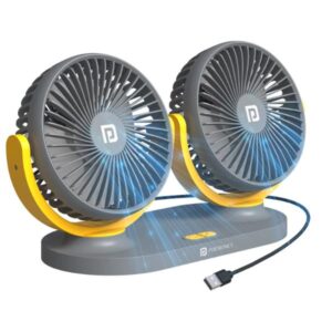 Portronics Twin Cool Dual Head Portable USB Powered Fan With 360° Rotatable Head (Grey)