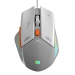 Portronics Vader Wired Gaming Mouse with 6 Buttons, Thumb Support, Adjustable DPI (6400 Max), RGB Light Effects, Ergonomic Design, 1.5 m Long USB Cable for Laptop & PC (Grey)