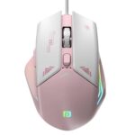 Portronics Vader Wired Gaming Mouse with 6 Buttons, Thumb Support, Adjustable DPI (6400 Max), RGB Light Effects, Ergonomic Design, 1.5 m Long USB Cable for Laptop & PC (Pink)