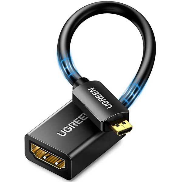 Ugreen-Micro-HDMI-Male-to-HDMI-Female-Adapter-Cable-22cm-Black-20134-1.jpg Ugreen Micro HDMI Male to HDMI Female Adapter Cable 22cm (Black)-20134 - Image 1